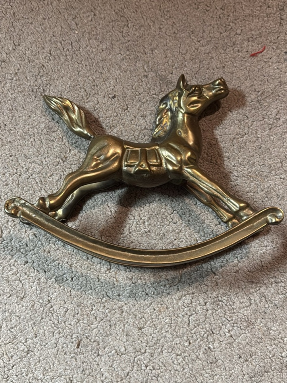 Vintage Brass Rocking Horse Figurine - Gold Tone